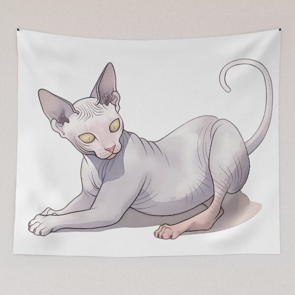 Item preview, Una ilustración de gato Sphynx en acuarela captura la belleza única designed and sold by kojinho.