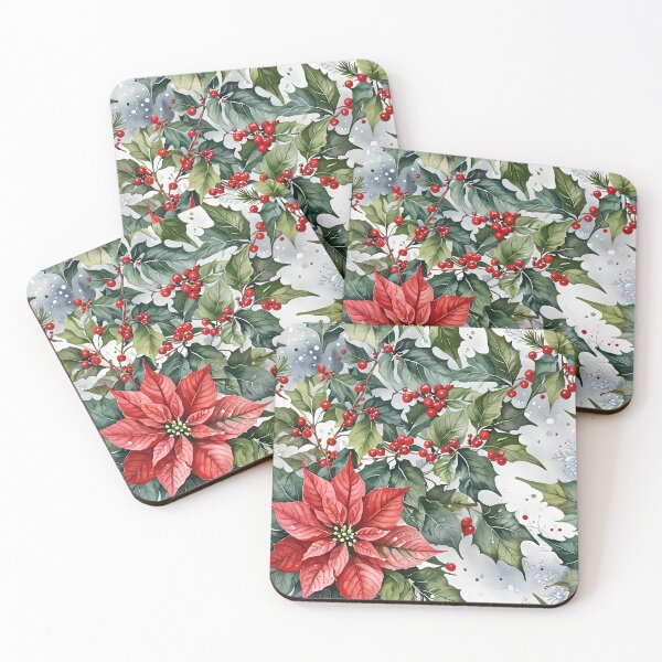 Item preview, Festive Christmas Holly with Poinsettia designed and sold by gjsart.