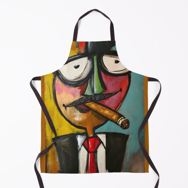 Item preview, Vibrant Abstract Face with Bold Colors and Exaggerated Mustache Smoking a Cigar designed and sold by OlfactoART Studio.