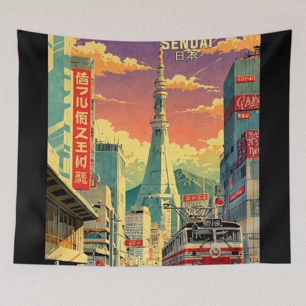 Item preview, Sendai Japan Retro Anime 80s Vintage Travel designed and sold by Retro-Anime9.