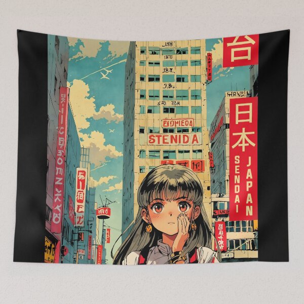 Item preview, Sendai Japan Retro Anime Girl 80s Vintage Travel designed and sold by Retro-Anime9.