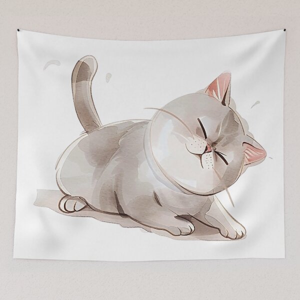 Item preview, A cute fat cat illustration in watercolor radiates warmth  designed and sold by kojinho.