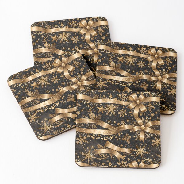 Item preview, Gold & Black Christmas Ribbon Holiday Grunge designed and sold by gjsart.