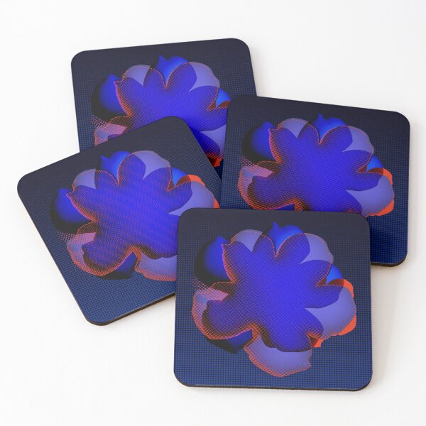 Item preview, Pop flowers blue-red halftone designed and sold by ladstudio.