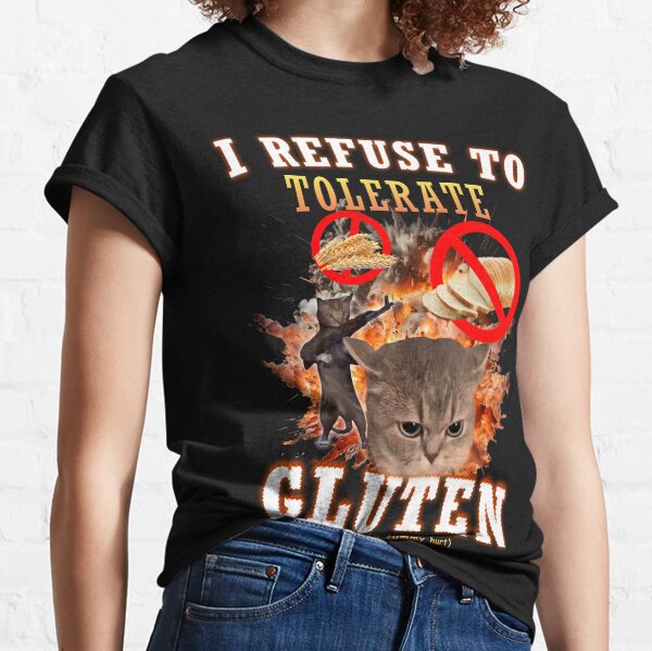 Item preview, I Refuse to Tolerate Gluten Funny Cat Meme designed and sold by MemishDesign.