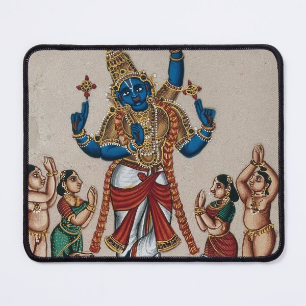 Item preview, Krishna lifting the mountain antique Indian religious artwork designed and sold by Vintage Designs +.