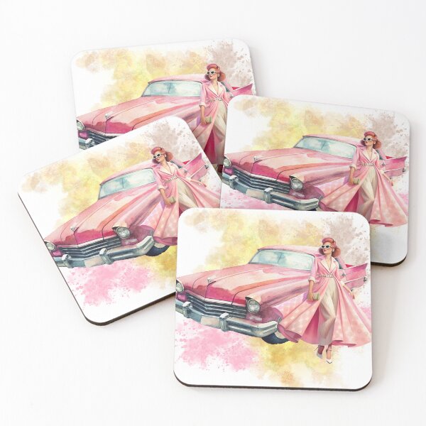 Item preview, Pink Cadillac with Woman and Water Color Spread designed and sold by Angellacelin.