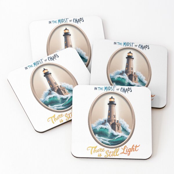 Item preview, Inspirational Lighthouse Art - 'In the Midst of Chaos, There is Still Light' - Ocean Waves & Motivational Quote Print designed and sold by JSJDigitalArt.