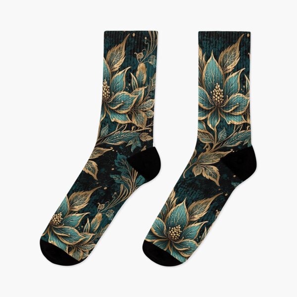 Item preview, Teal and Gold Distressed Grunge Botanicals designed and sold by gjsart.
