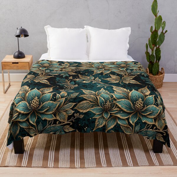 Item preview, Teal and Gold Distressed Grunge Botanicals designed and sold by gjsart.