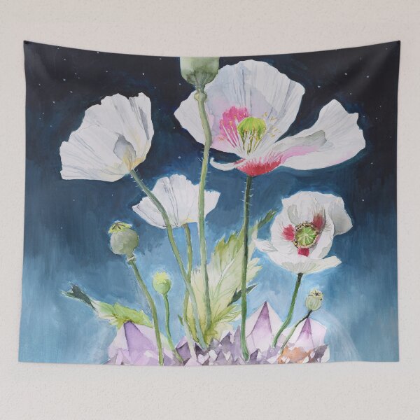 Item preview, Papaver Somniferum and Amethyst Crystal on a Stary Night at Dawn designed and sold by thefirstgarden.