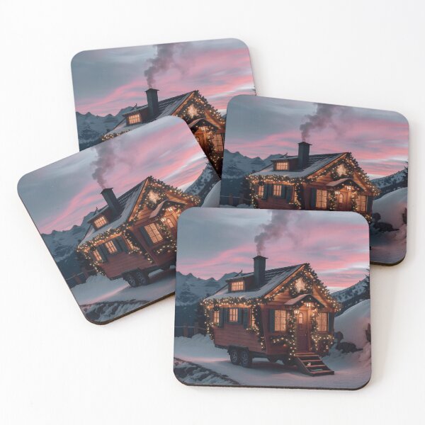 Item preview, Cozy Christmas Cabin in Snowy Mountains designed and sold by ZetaDream.