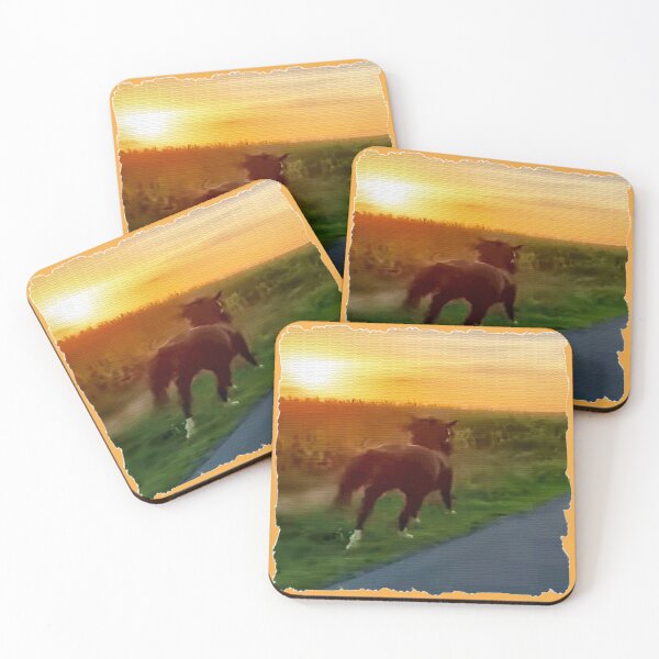 Item preview, Horse Runs Along Roadside During Sunset Brushed Art designed and sold by kristalcurt.