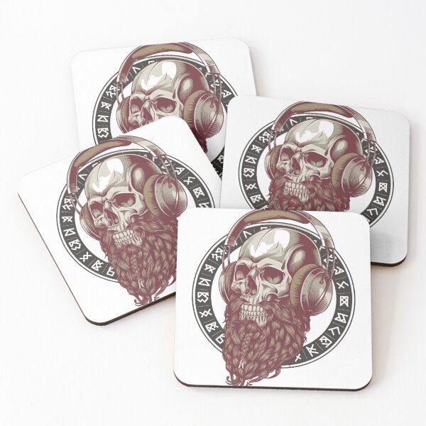 Item preview, Viking Vintage Skull Beard with Headphone   designed and sold by JoyInk.