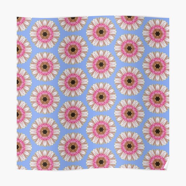 Pink gerbera on blue Poster