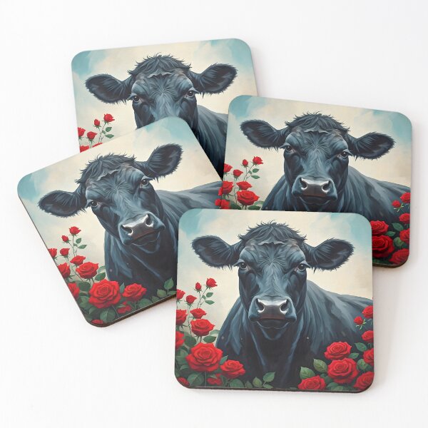Item preview, Black Angus In A Field Of Red Roses designed and sold by Paw's Arts.