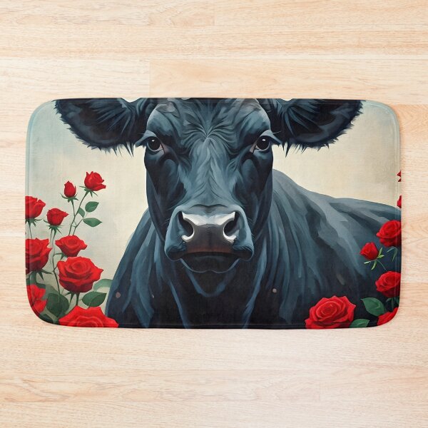 Item preview, Black Angus In A Field Of Red Roses designed and sold by Paw's Arts.