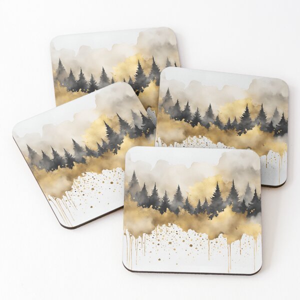 Item preview, Elegant Watercolor Trees with Gold Accents - Nature-Inspired Wall Art for Tranquil Spaces designed and sold by Sanskrati.