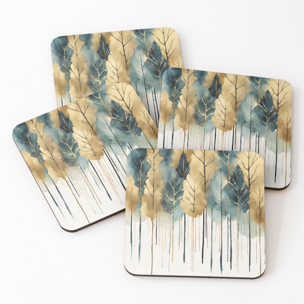 Item preview, Watercolor leaves with Gold Accents - Nature-Inspired Wall Art for Tranquil Spaces designed and sold by Sanskrati.
