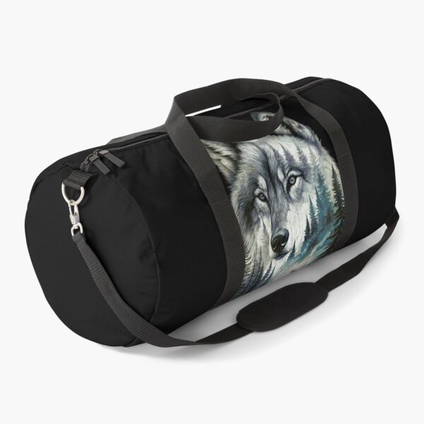 Item preview, Wolf Silhouette In Beautiful Nature, a wolf's head with a forest and a deer in the background. nature, wolf, mountains, outdoors, adventure, camping designed and sold by Collagedream.