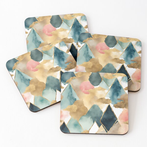Item preview, Watercolor mountains with Gold Accents - Nature-Inspired Wall Art for Tranquil Spaces designed and sold by Sanskrati.