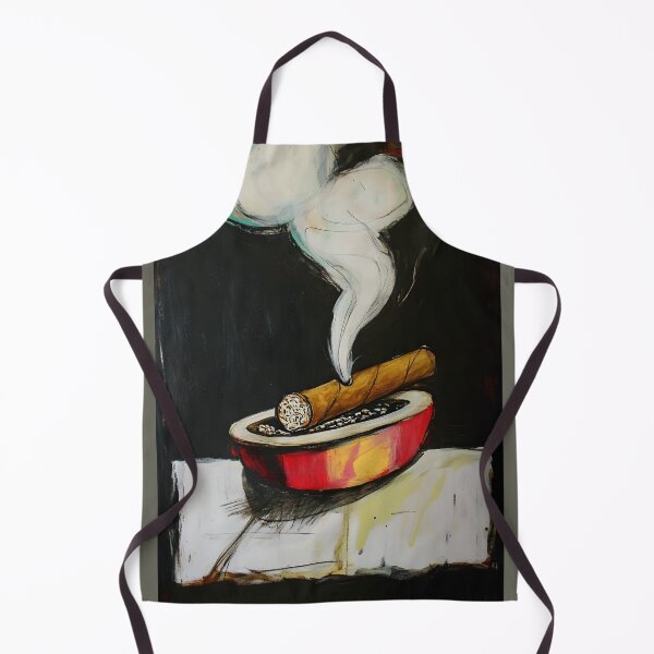 Item preview, Lit Cigar in Red Ashtray with Swirling Smoke Abstract Art Generative AI designed and sold by OlfactoART Studio.