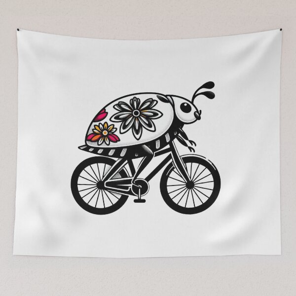 Item preview, Flower-Powered Cockroach on a Bicycle sticker designed and sold by CeammiShop.