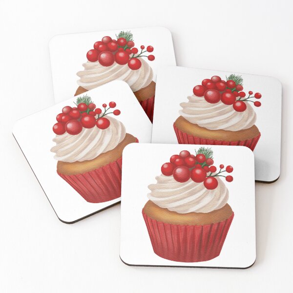 Item preview, Holiday Cupcake with Cream and Red Berry Decoration designed and sold by AllaMashycheva.