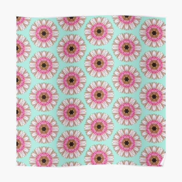 Pink gerbera on duck egg Poster