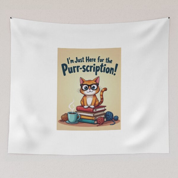 Item preview, Clever Cat on Books: Coffee and Yarn Fun designed and sold by ArtCreator2023.