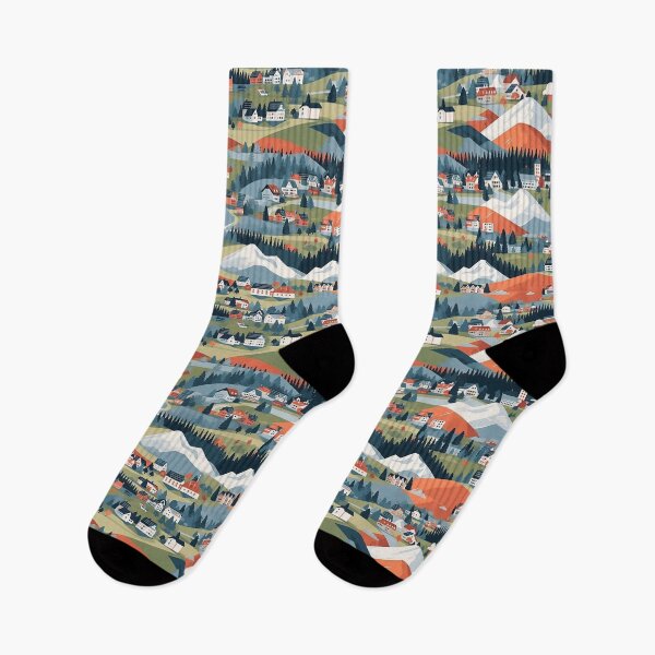Item preview, Swiss village vintage orange green designed and sold by Alessandro Remo Mazzoni Remotextiles.