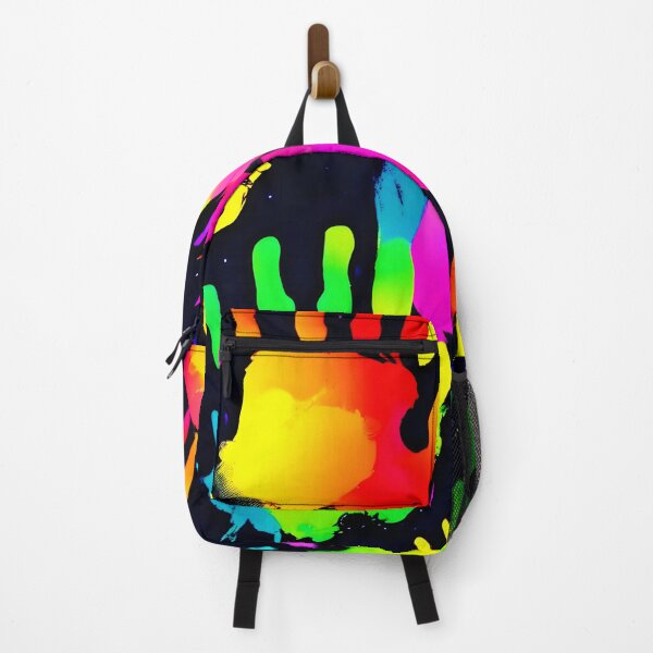 Item preview, Colorful Neon Handprints on Black designed and sold by Health And Fitness Posts e-Store.