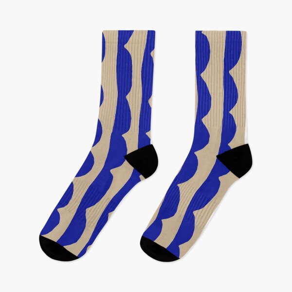 Item preview, Scalloped vertical line in ultramarine blue and tan designed and sold by studioanalog.