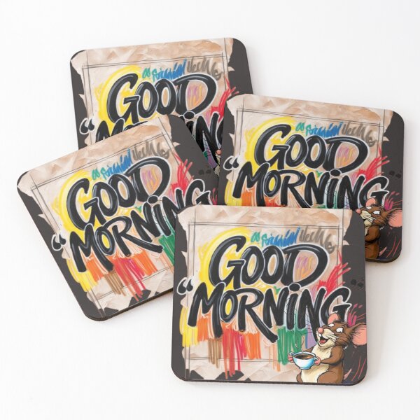 Item preview, Mouse drinks coffee good morning design t-shirt  designed and sold by Boooart.