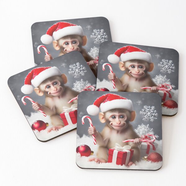 Item preview, Cute monkey with a Santa hat designed and sold by lalylaura.