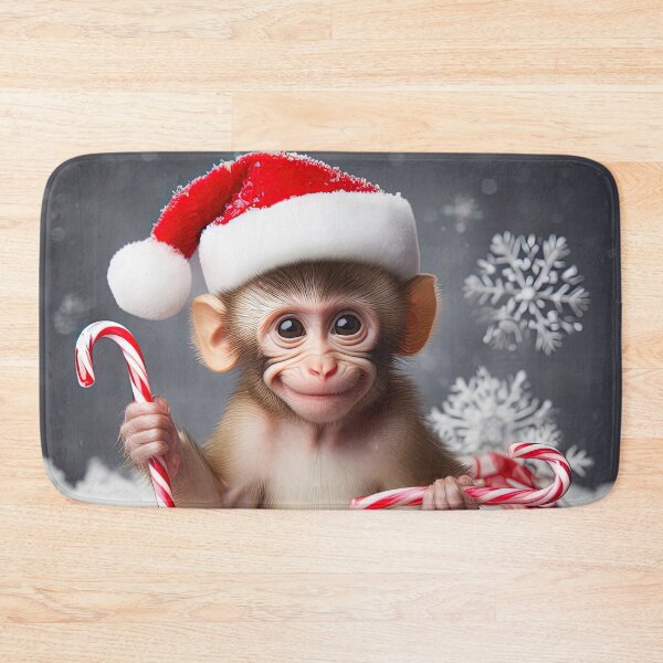 Item preview, Cute monkey with a Santa hat designed and sold by lalylaura.