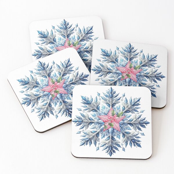 Item preview, Blue Glistening Snowflake Holly Star designed and sold by ANewGlory.