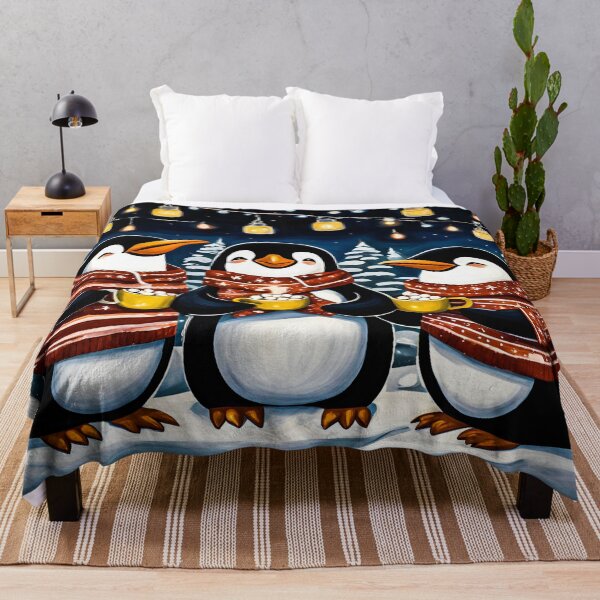 Aperçu de l'œuvre Pingouins en pyjama, pull de vacances douillet créée et vendue par Cyrensea.