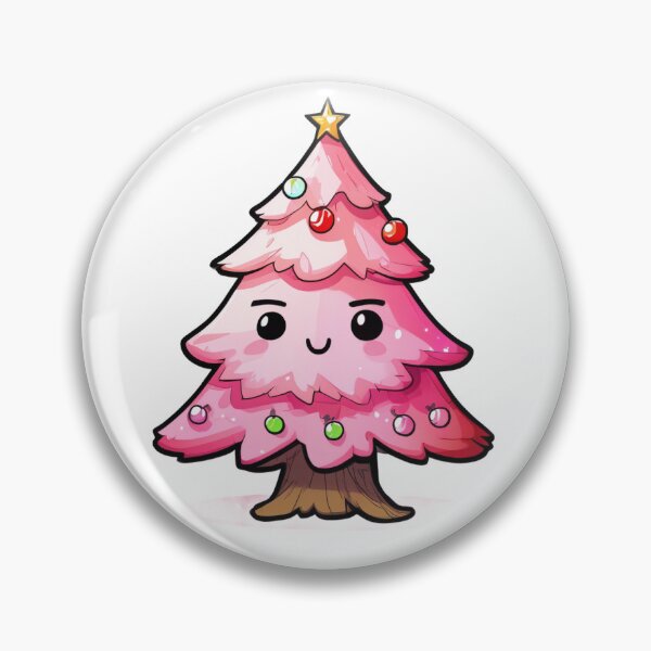 Item preview, Cute Pink Christmas Tree w/ Happy Face designed and sold by omgnovalynn.