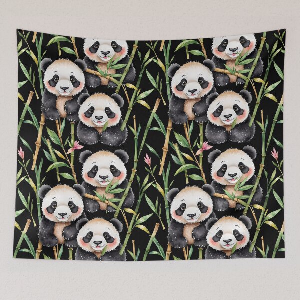 Item preview, Cute Pandas with Bamboo on Black designed and sold by gjsart.