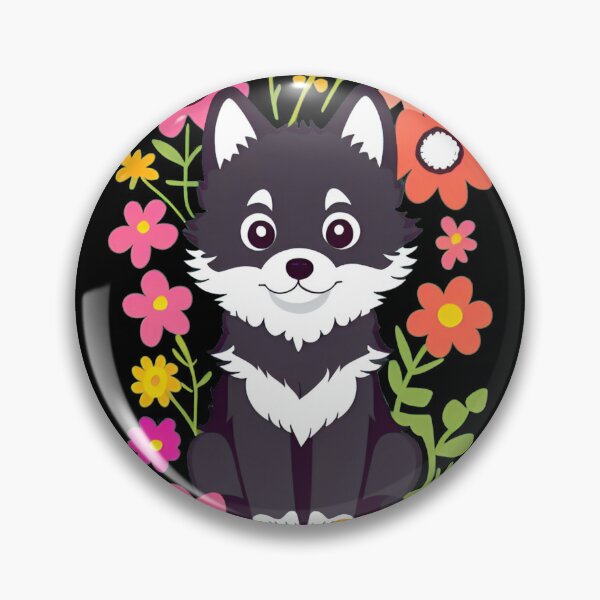 Item preview, Colorful Kawaii Wolf With Flowers designed and sold by Tw1nsAIArt.