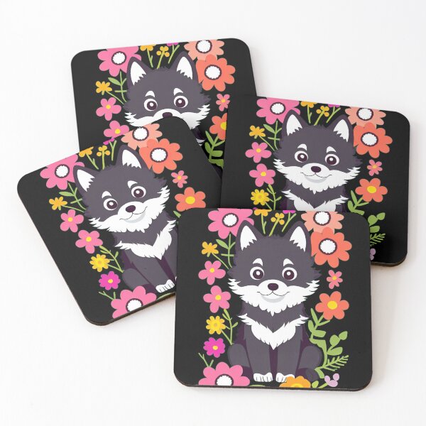 Item preview, Colorful Kawaii Wolf With Flowers designed and sold by Tw1nsAIArt.