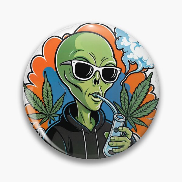 Item preview, Alien smoking weed Sticker Fun designed and sold by Art-by-Mist.