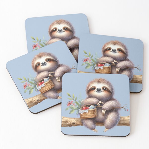 Item preview, Cute Baby Sloth Hugging Wicker Basket with Strawberries designed and sold by Amazing-Kortez.