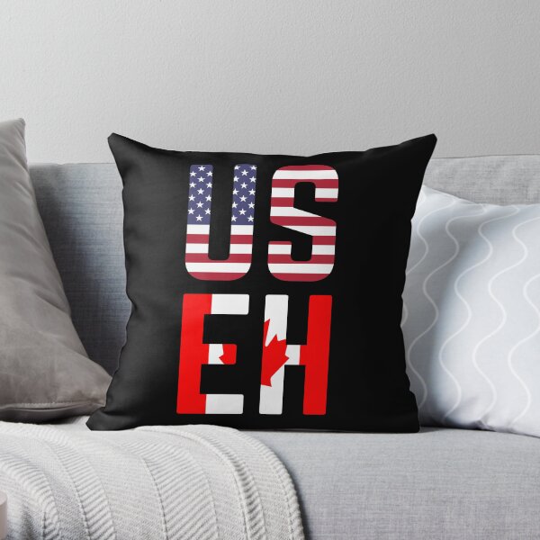 USEH America Canada Flag Funny American Canadian Throw Pillow