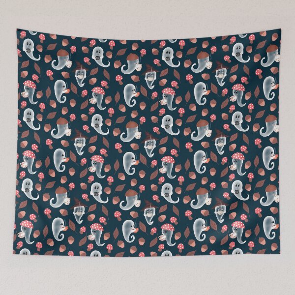 Item preview, Ghost Tea Party in Navy Blue designed and sold by AnnikaisDrawing.