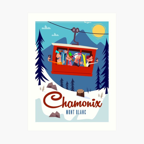 Chamonix Mont Blanc Cable Car poster Art Print