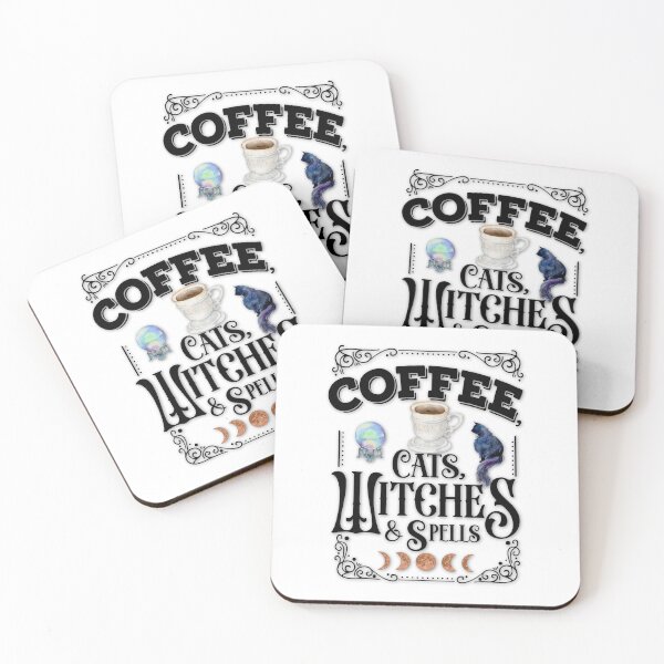 Item preview, Coffee, Cats, Witches, and Spells, Kitchen Witch, Kitchen Witchery, Coffee Witch, Familiars, Crystal Ball designed and sold by Alaska Magick.