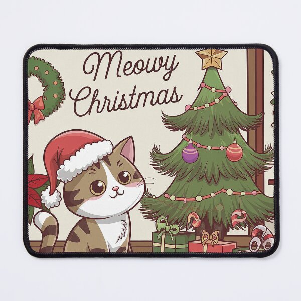 Artikelvorschau, Cute Meowy Christmas, A Happy Cute Christmas Cat - Christmas entworfen und verkauft von FeelGoodTee.