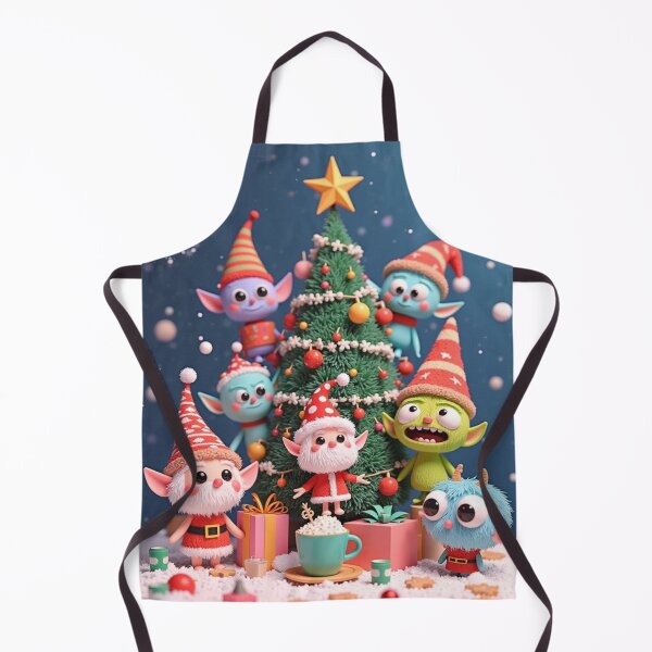 Item preview, ADORABLE ELVES CHRISTMAS CHARACTERS TREE WINTER SCENE ART #8 designed and sold by Arts4U.